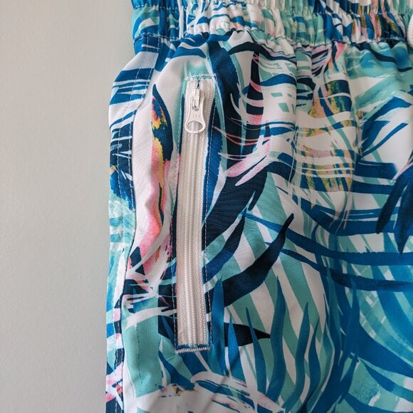 🌸 OP Ocean Pacific Board Shorts w/ Pockets & Zippers in Tropical Blue Palm NWT - Picture 8 of 8